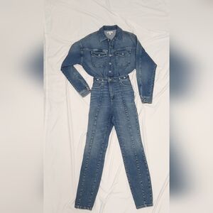 Good American Blue Denim Jumpsuit Size 0